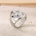Unique chunky irregular molten silver ring made of high-quality textured stainless steel - 21mm Silver Lava Texture Style