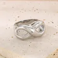 Chunky polished silver infinity symbol wide band ring made of high quality stainless steel - 13mm Steel Infinity Style