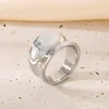 Klobiger Edelstahl-Domring mit glattem Silberfinish für Damen, moderner breiter Fingerring. - US 6 / 14mm Stahl Glatter Stil