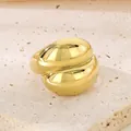 Großer 18K vergoldeter Edelstahlring in unregelmäßiger Kuppelform mit glatter Oberfläche - US 6 / 19mm Gold Doppelband Verflochten Stil