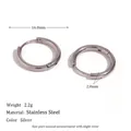 Zilveren roestvrijstalen oorringen met een diameter van 16mm en een dikte van 2mm sku - 16mm / Zilver