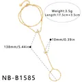 Gold stainless steel flower finger bracelet with detailed dimensions and weight - Flower Design (NB-B1585) / Gold
