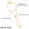 Gold stainless steel flower and star hand chain bracelet with zirconia accents - Zirconia Flower Design (NB-B1590) / Gold