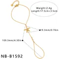 Gold-plated stainless steel hand chain bracelet with crystal zircon starfish charm detail - Starfish Zirconia Design (NB-B1592) / Gold