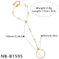 Goldenes Edelstahl-Handkettenarmband mit eleganten Perlen und Sternanhänger-Details - Stern und Perle Design (NB-B1595) / Gold