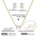Allergikerfreundliches Schmuckset aus 316L Edelstahl mit Mondstein-Halskette und Ohrringen - Schmuckset mit ovalem Edelstein Halskette und Ohrstecker (JDS0204302-set)