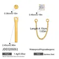 Specifications and dimensions for gold plated stainless steel DIY zircon earring components - Front-Back Bead Chain Combination (JDE0206061)