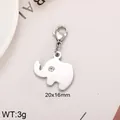 Elefanten-Anhänger aus Edelstahl mit Strassauge und Karabinerverschluss - Elefant mit Strass (KLJ225-Z)