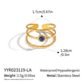 Dettaglio dell'anello multistrato in acciaio inossidabile dorato con pietra di lapislazzuli - Stile Lapislazzuli A Tre Strati (YYR023119-LA) / Blu Lapis
