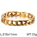 Bracciale Cuban in acciaio inossidabile dorato da 11 mm per uomo, 215 mm, peso 31 g - Stile Lucido (KB120774-BD) / 215mm x 11mm / Oro