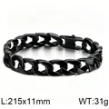 Elegante bracciale a catena cubana nera da 11 mm in acciaio inossidabile per uomo, lucido - Stile Lucido (KB215625-KJX) / 215mm x 11mm / Nero