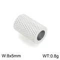 Silver diamond-grid texture cylinder spacer bead for DIY jewelry making, 8x5mm size - Rhombus Pattern Barrel Bead (KLJ11516-ZFC) / 8x5mm / Bright Silver