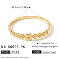 Détail du bracelet fleurs en acier inoxydable plaqué or 18k avec dimensions et poids - Style Sept Fleurs Rose (NB-B6623-PK) / Or 18 carats / Rose