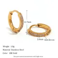 18K gold plated stainless steel hoop earrings with AAA zircons, 11.7mm diameter. - 12mm / Gold