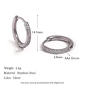 Élégantes boucles d'oreilles créoles en acier inoxydable avec zircons AAA étincelants - 14mm / Argent