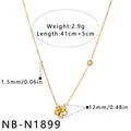 Detail view of minimalist gold flower necklace with measurement and weight info - 镂空花朵款式(NB-N1899) / 18K Gold