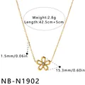 Technical specifications and dimensions for gold hollow flower pendant necklace with zircon - 水钻花朵款式(NB-N1902) / 18K Gold