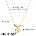 Elegant gold stainless steel necklace featuring a delicate hollow flower pendant design - 圆珠镂空花朵款式(NB-N1901) / 18K Gold