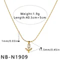 Collar de acero inoxidable dorado con colgante de flor de circón, acabado pulido - 水钻简约花朵款式(NB-N1909) / Chapado en oro 18K