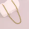 Elegant green four-leaf clover flower necklace in gold finish with sparkling crystals - Olive Green (1#)