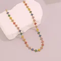 Exquisite multi-colored crystal flower necklace in gold-plated stainless steel for women. - Multicolor (2#)