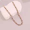 Elegant gold-plated stainless steel necklace featuring purple crystal flower charms - Purple Series (4#)