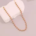 Elegant stainless steel necklace with pink crystal clover petals in gold finish. - Water Red (6#)