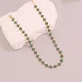 Elegant gold necklace with green four-leaf clover charms featuring emerald stones - Malachite Green (8#)