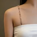 Elegant double bead bra straps with sparkling rhinestones for off-shoulder tops - Style 7700 / 1 Pair Pack / Gunmetal