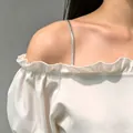 Elegant silver metallic bra strap for off-the-shoulder outfits and fashion accessories - Style 4439