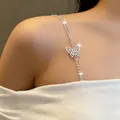 Elegant silver butterfly rhinestone decorative bra strap for off-the-shoulder tops - Hollow Butterfly Style (G-079)