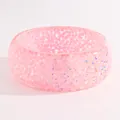 Detailed macro shot of a chunky pink resin bangle featuring iridescent facets - Triangular Sequin Round (A-16) / Pink