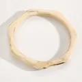 Close-up of a vintage cream-colored resin bangle with brown marble ink-wash pattern - Small Cloud Square (6284) / White