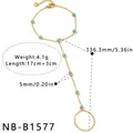 Vue détaillée des dimensions de la chaîne de main en acier doré et perles bleues. - Style à Billes Bleues (NB-B1577)