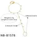 Bracelet bague en acier inoxydable doré orné d'incrustations délicates de zircon - Style à Plusieurs Zircones Rondes (NB-B1578)