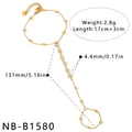 Bracelet de doigt en acier inoxydable doré avec zircons et dimensions techniques - Style Mixte Billes et Zircones (NB-B1580)