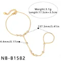 Bracelet chaîne de doigt en acier inoxydable doré de qualité avec détails en zircon - Style Zircone Goutte (NB-B1582)