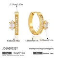 Orecchini a cerchio in acciaio inossidabile dorato con zirconi e dimensioni dettagli - Stile a Doppio Strato (JDE0105327)