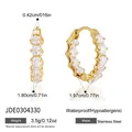 Hypoallergenic gold-plated stainless steel hoop earrings with sparkling cubic zirconia stones - Pave Zirconia Ear Buckle (JDE0304330)