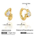 Orecchini a cerchio doppi in acciaio inossidabile con pendente in zircone a goccia d'oro - Stile a Goccia a Doppia Linea (JDE0312229)