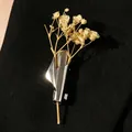 Creative silver-tone bouquet holder brooch featuring a delicate dried flower sprig - Creative Flower Arrangement Vase Style (WG-1441) / Silver (04 White K WG-1441)