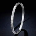 Minimalist silver titanium steel buckle bracelet with rectangular link design for women - Square Grid (40-B-7) / Steel