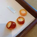 Translucent amber acrylic chunky rings set with unique marble tie-dye patterns for women - Retro Marbled Ring (15#)