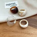 Minimalist chunky acrylic rings with marble and amber textures for stylish women - Thickened Simple Design (10#)