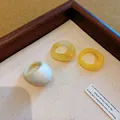 Set of three aesthetic acrylic rings in marble white and translucent amber tones - European Minimalist Ring (13#)
