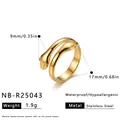Goldfarbener Edelstahl-Umarmungsring mit detaillierten Größenangaben für Frauen. - Einstellbar Offen / Umarmungsgesten-Stil (NB-R25043) / Gold