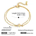 Bracciale a doppia catena in acciaio inossidabile dorato con ciondolo a stella chic - Stile Bracciale Stella a Otto Punte (JDB0203327)