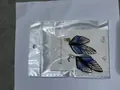 Fairy style blue and purple gradient butterfly wing earrings with elegant cicada wing design. - Gold Foil Butterfly Wing Style / Blue