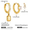 Set di orecchini in acciaio inossidabile dorato, impermeabile e ipoallergenico - Set di 3 Orecchini Geometrici (JDE0204324)