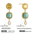 Orecchini pendenti vintage in resina e acciaio inossidabile placcato oro da donna - Orecchini Pendenti Vintage a Tre Segmenti (JDE0203302)